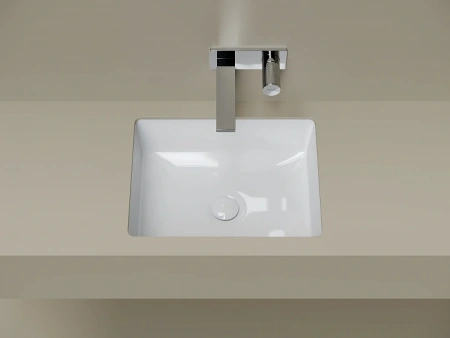 Раковина встраиваемая снизу Ceramicanova Эра 505x405x195, с отверстием слива - перелива, белый