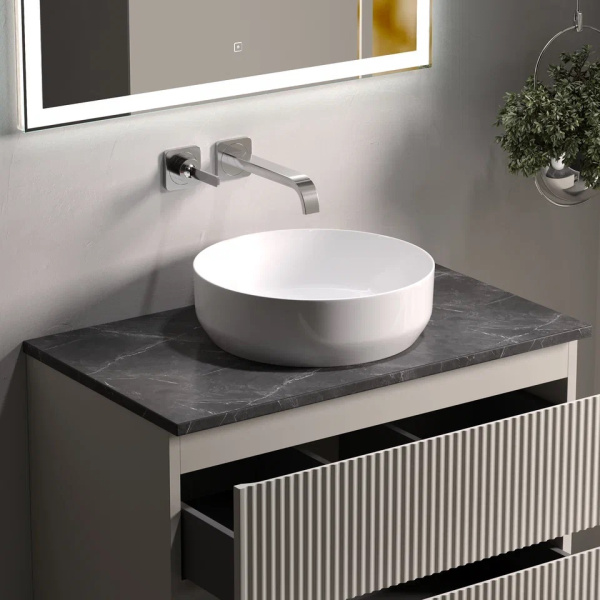 Sancos Столешница без отверстия под смеситель, 800х460, черный (black sky)