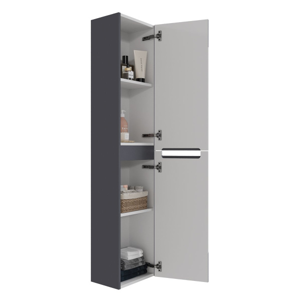 Dreja  EUPHORIA, 35 см, Пенал подвесной/напольный, 2 дверцы, 2 полки, серый базальт матовый