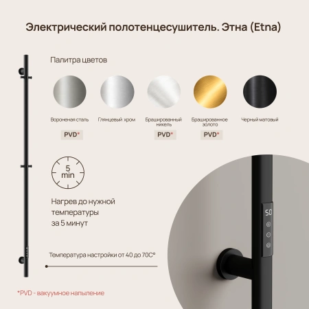 Sancos Полотенцесушитель Etna электрический 150x3 I-образный, черный матовый
