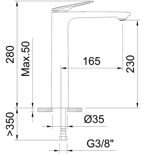 CLEVER VELVET III Смеситель высокий для умывальника, 230 мм, брашированное золото 