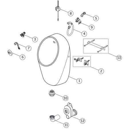 IS I.life Писсуар с электронным смывом, нижняя подводка, работа от сети