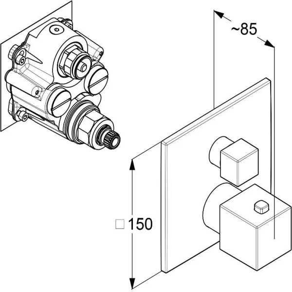 KLUDI-DECUS встраиваемый смеситель для душа с термостатом, KLUDI-SLIM.BOXX 88022, брашированный нике