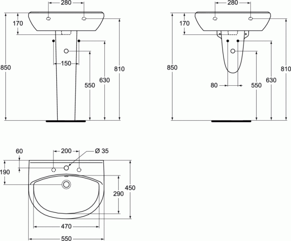 IS ULYSSE Раковина 55х45 см, 1 отверстие под смеситель, белый, W409501 