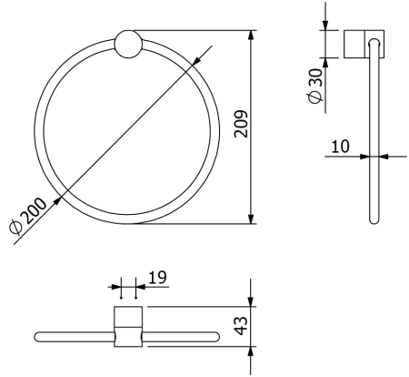 KLUDI VELA R  Держатель для полотенец черный матовый