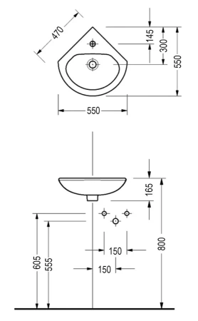 6741 Serel FRIENDLY Раковина угловая 57 см.
