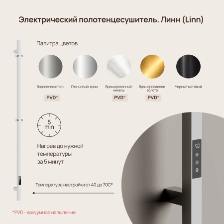 Sancos Полотенцесушитель Linn электрический 150x3 I-образный, хром