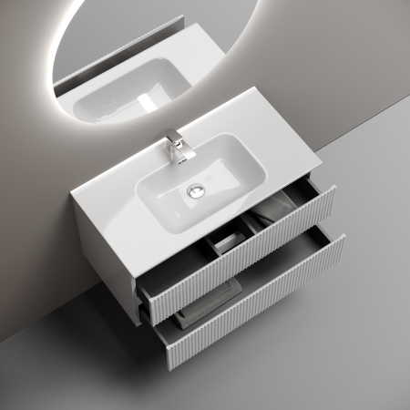 Sancos Тумба подвесная Snob R, два ящика, доводчики скрытого монтажа, 890х445х500 Bianco