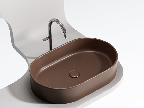Ceramicanova Умывальник накладной овальный Element 608*385*122мм, темно-коричневый мат.