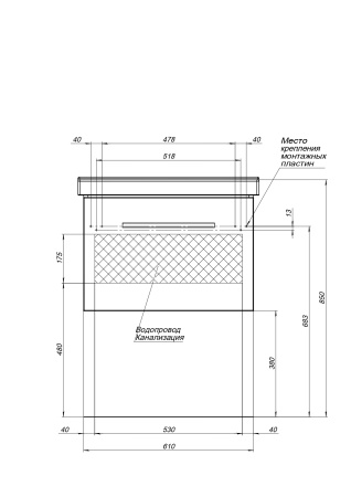 77.0202D Тумба Dreja Big Inn, 65см, подвесная, дуб кантри
