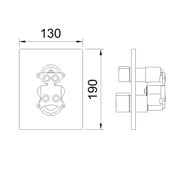 CLEVER UP! URBAN Внешняя часть смесителя для ванны и душа, 2 выхода, термостат, оружейная сталь
