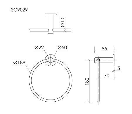 Полотенцедержатель SANCOS Base, кольцо, вороненая сталь, арт. SC9029GG