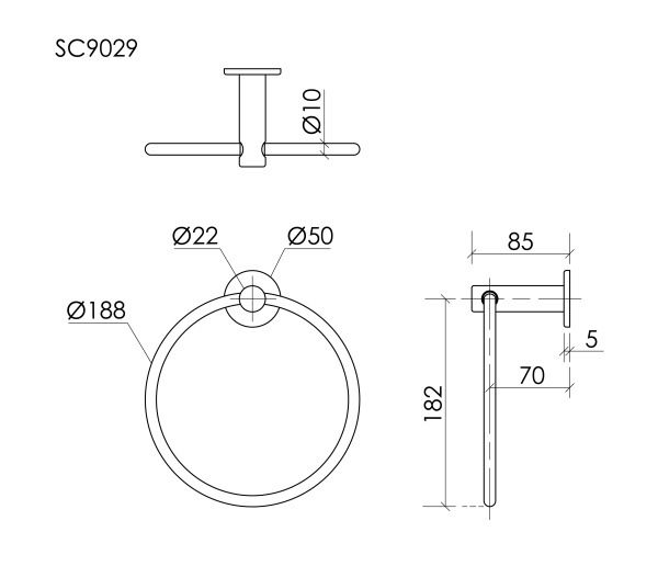 Полотенцедержатель SANCOS Base, кольцо, вороненая сталь, арт. SC9029GG