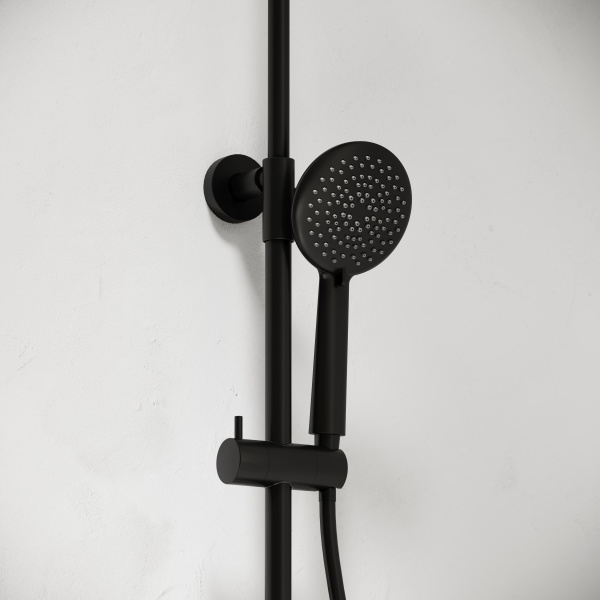 Sancos Душевая стойка SANCOS Game для душа с изливом с термос. смес. удлин. шт., цвет черный матовый