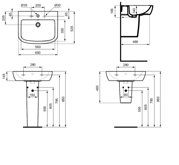IS TEMPO Раковина 65X50 см T056301, белый