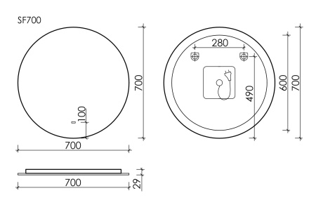 SANCOS Зеркало Sfera D700  c  подсветкой , арт. SF700