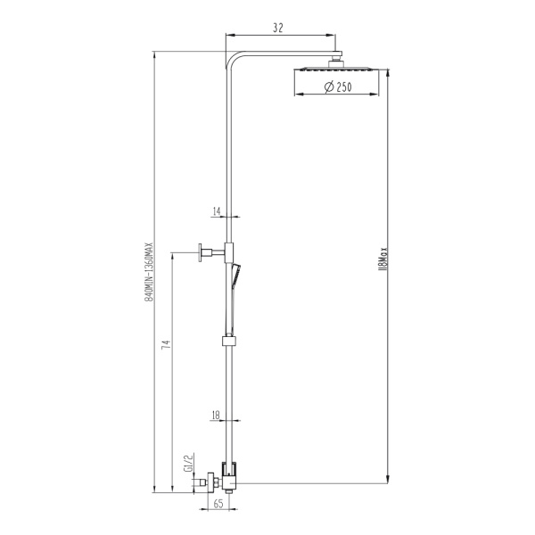 IO Душевая система Inverter C, никель