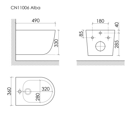 Ceramicanova Биде подвесное Alba, белый