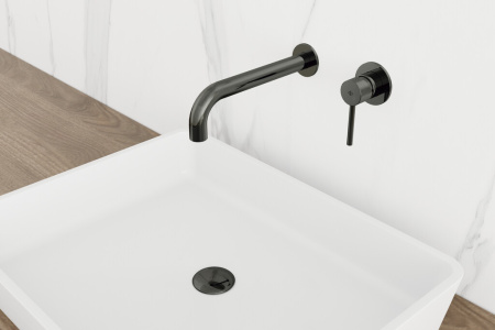 IO Sirio Смеситель для раковины встраиваемый с внутр. блоком, излив 220, оружейная сталь