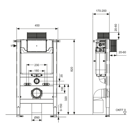 S300380 Инсталляция TECEspring Profil, высота 820 мм