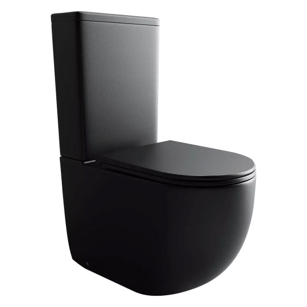 Ceramicanova  Чаша унитаза METROPOL Rimless, ниж. под, глуб. смыв, креп. и сид.-крыш.,черный матовый