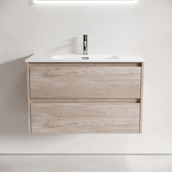 Sancos Тумба подвесная Libra, два ящика, доводчики скрытого монтажа 790х450x500, Дуб галифакс натура