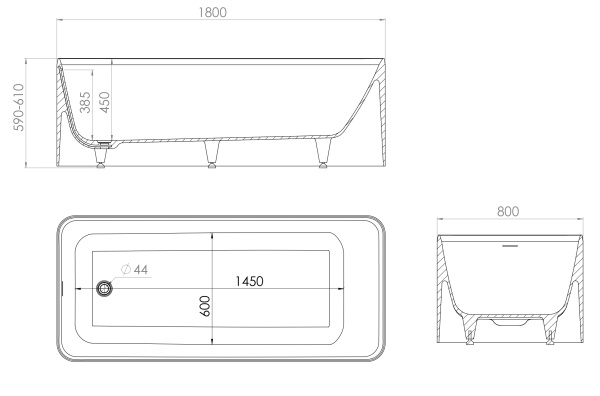 Ванна Kupala CUBO отдельностоящая 1800*850 белый матовый