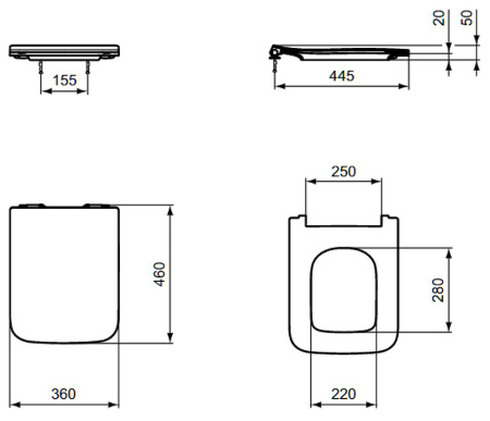IS BLEND CUBE Стульчак SLIM, легкосъемн. м\л, Для унитазов R0287, T3686, T5207, T4656, T3688, T3764