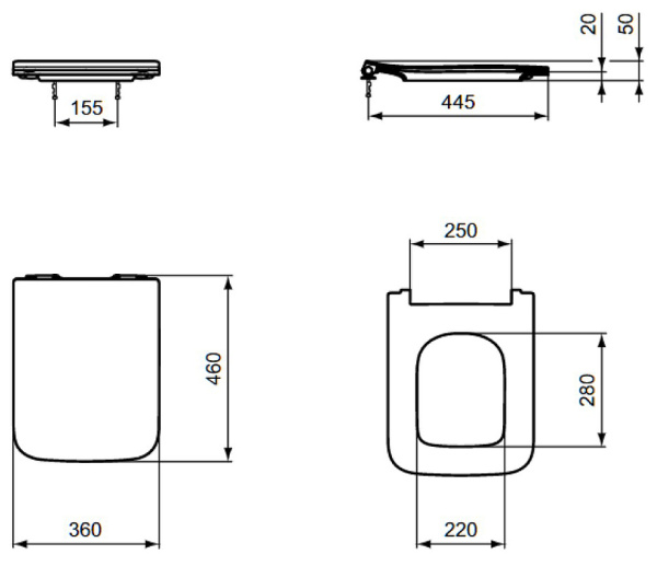 IS BLEND CUBE Стульчак SLIM, легкосъемн. м\л, Для унитазов R0287, T3686, T5207, T4656, T3688, T3764