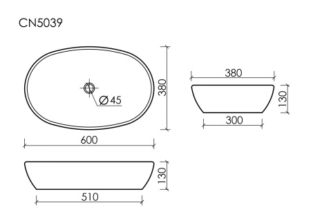 Ceramicanova Умывальник накладной овальный Element 600*380*140мм