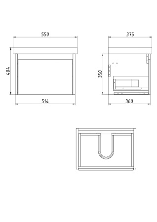 Dreja Luxury, 55 см, Тумба подвесная, 1 ящик,   белый матовый