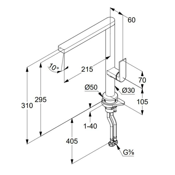 KLUDI QORD кухонный смеситель, глубокий черный матовый