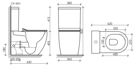 Ceramicanova Бачок для унитаза Metropol Rimless, двойной смыв 3/6