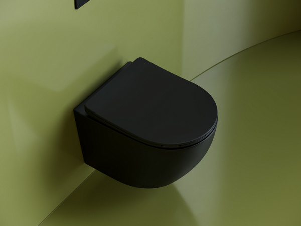 Ceramicanova Унитаз подвесной Uno Rimless с ультратонким сидением, микролифт, черный мат.