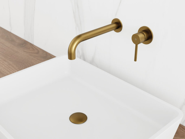 IO Sirio Смеситель для раковины встраиваемый с внутр. блоком, излив 220, брашированное золото