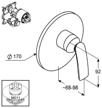 KLUDI BALANCE Встраиваемый смеситель для душа, внешняя часть, белый/хром