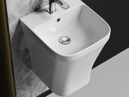 Ceramicanova Раковина моноблок подвесная DION, с отверстием под смеситель