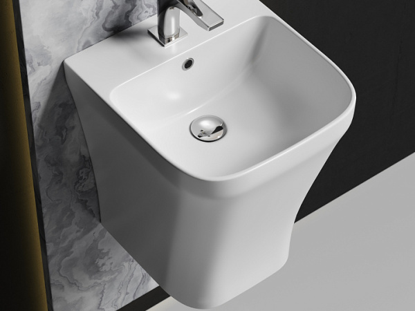 Ceramicanova Раковина моноблок подвесная DION, с отверстием под смеситель