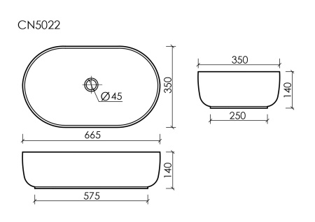 Ceramicanova Умывальник накладной овальный Element 675*350*140мм