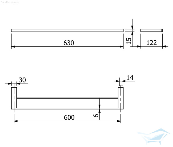 KLUDI-VELA C  Держатель для полотенец, L = 600 мм двойной,  белый матовый