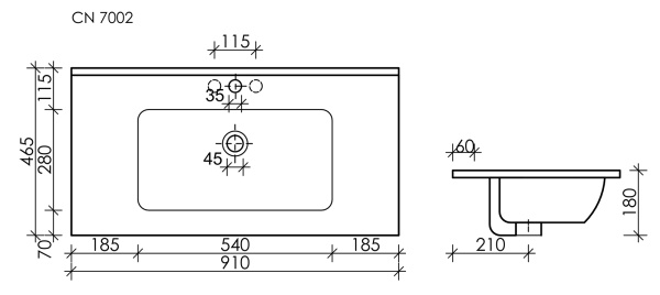 Ceramicanova Умывальник мебельный Element 910*465*180 мм