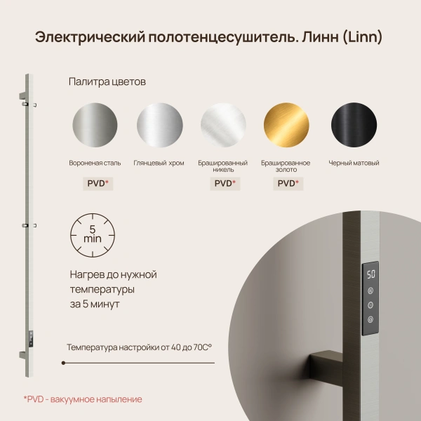 Sancos Полотенцесушитель Linn электрический 150x3 I-образный, брашированный никель