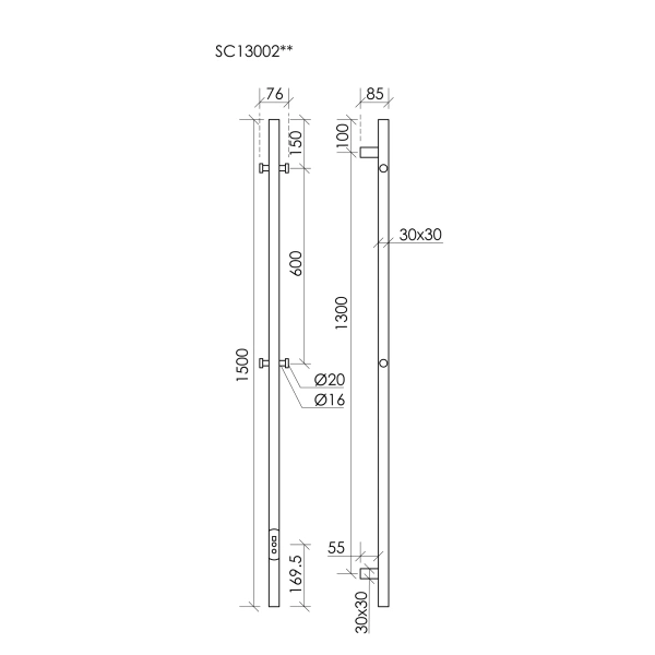 Sancos Полотенцесушитель Linn электрический 150x3 I-образный, хром