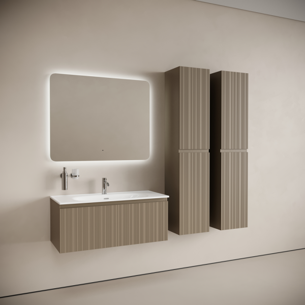 SANCOS Тумба подвесная Code 990х453х400, c одним  ящиком оснащенным доводчиками, цвет серо- бежевый