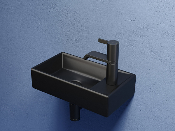 Ceramicanova Умывальник подвесной прямоугольный Element 407*217*100, чаша слева, чер. мат.