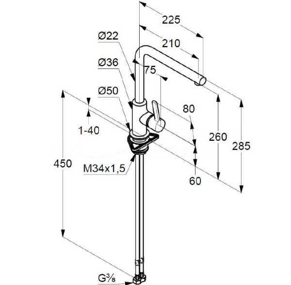 Смеситель для кухни KLUDI L-INE S черный матовый