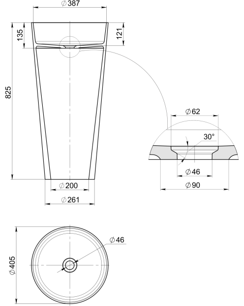 Раковина Radostone Альба FL  261*405*825 мм белый матовый