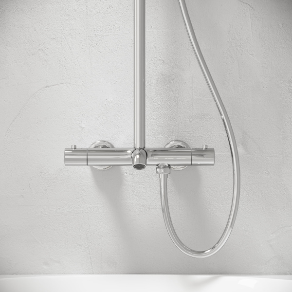 Sancos Душевая стойка Game с изливом и термостатом для ванны/душа хром