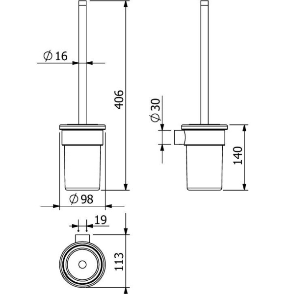 KLUDI VELA R Туалетный гарнитур подвесной (ершик), брашированное золото