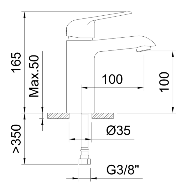CLEVER N START ELEGANCE Смеситель для умывальника, высота 100, черный матовый